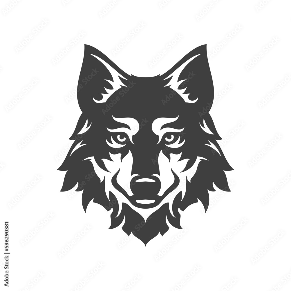 Wolf furry muzzle canine carnivorous forest predator camping hunting vintage icon design vector