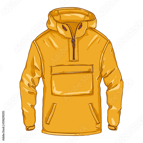Vector Cartoon Yellow Anorak. Casual Rain Jacket
