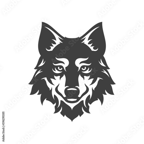 Wolf furry muzzle canine carnivorous forest predator camping hunting vintage icon design vector