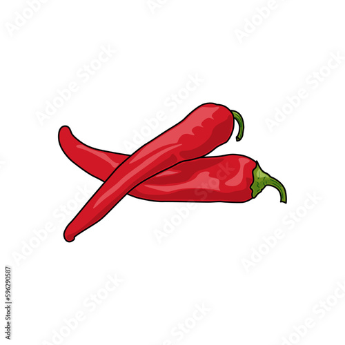 Semi-realistic vectorial illustration of red hot chili pepper on transparent background