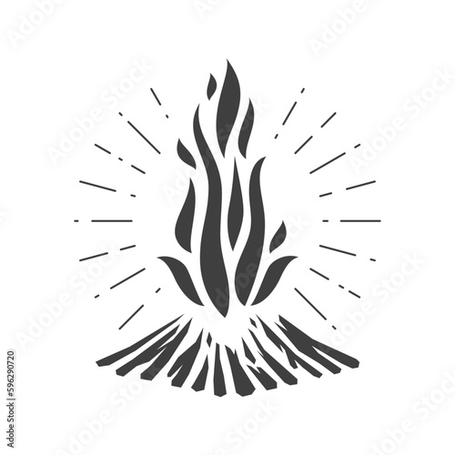 Bright burning camping bonfire nature expedition travel adventure vintage icon design vector
