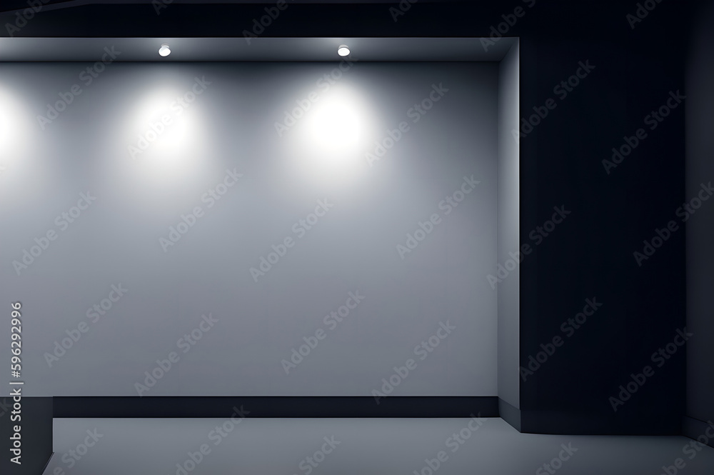 Obraz premium Empty light dark wall with beautiful chiaroscuro. Minimalist background for product presentation