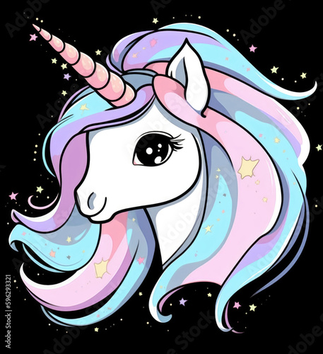 Cute cartoon unicorn head