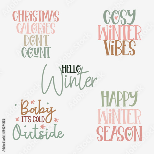 Christmas Quotes Typography Vector Set