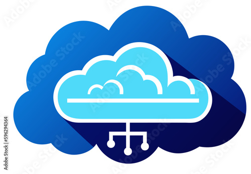 Cloud computing concept vector illustration, cloud with a network cable running through it.