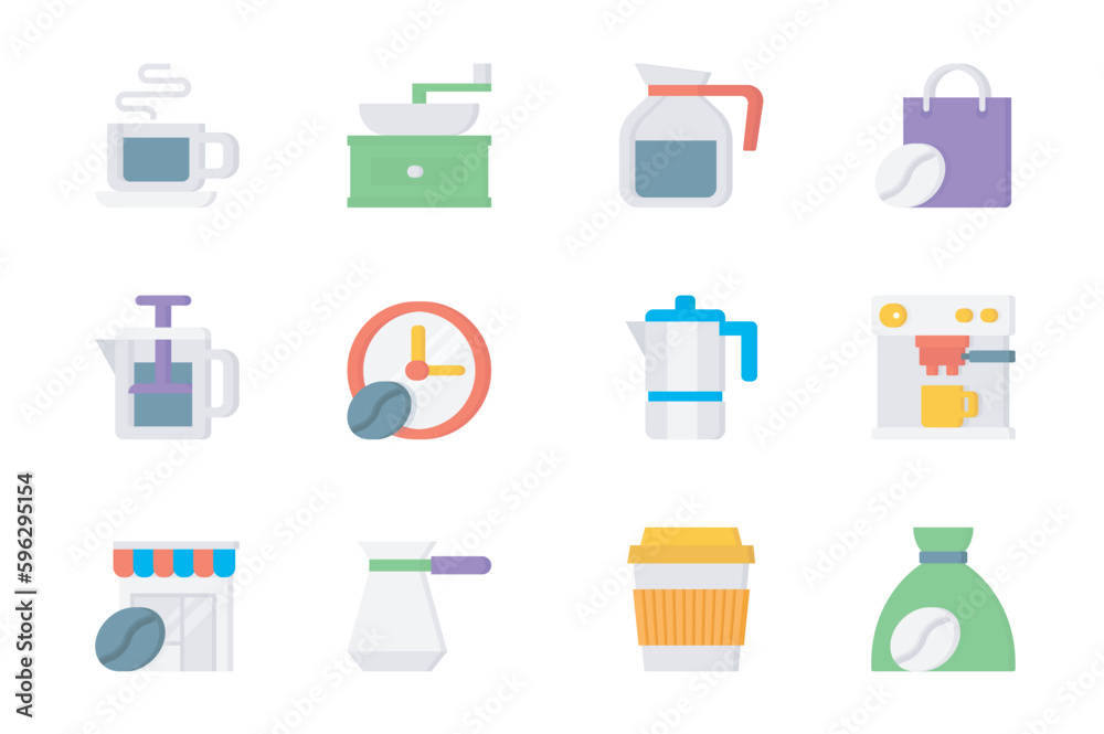 Coffee 3d icons set. Pack flat pictograms of hot beverage in cup, grinder, drink, bean in bag, french press, machine, cafe shop, turkish cezve and other. Vector elements for mobile app and web design Coffee 3d icons set. Pack flat pictograms of hot beverage in cup, grinder, drink, bean in bag, french press, machine, cafe shop, turkish cezve and other. Vector elements for mobile app and web design