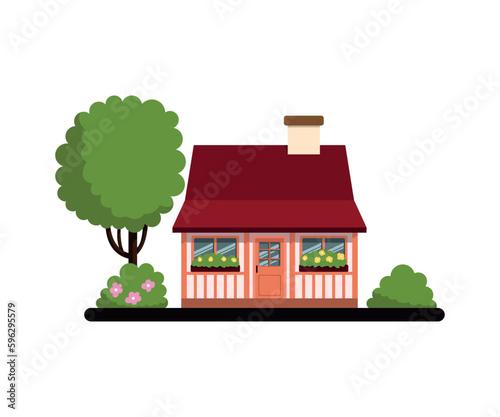 Vacation home. Vector illustration in flat style