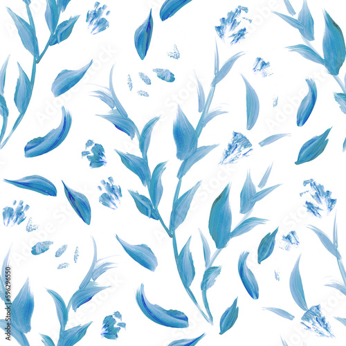  Bright Leaves. Decorative seamless pattern. Repeating background. Tileable wallpaper print.