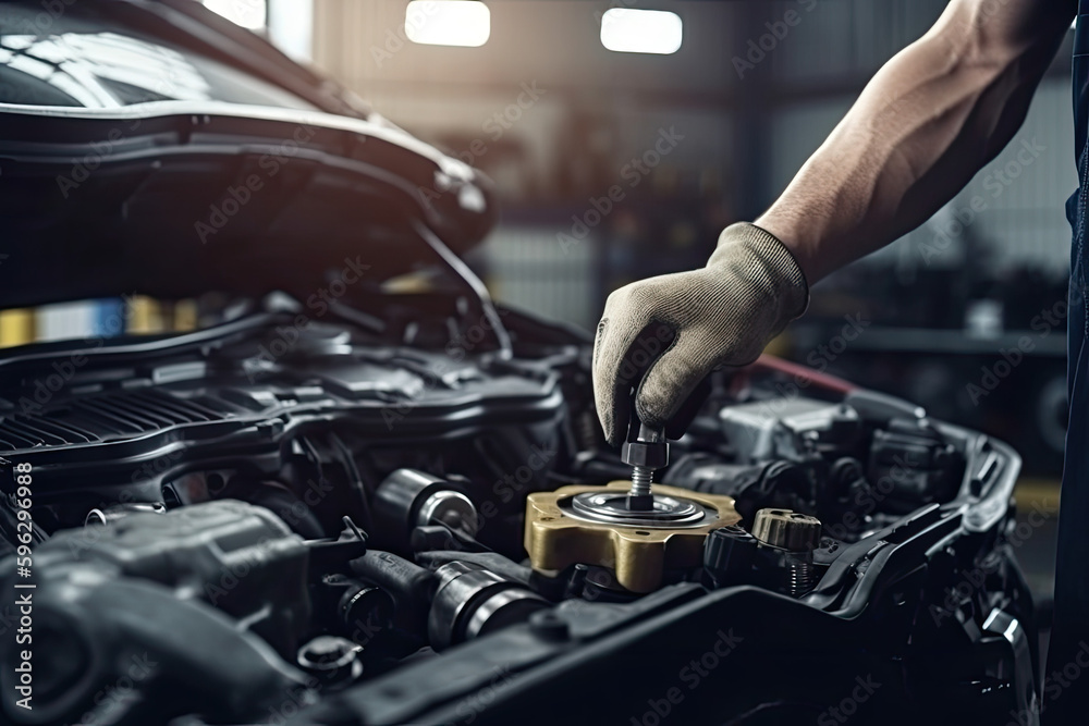 custom made wallpaper toronto digitalAuto mechanic working on car broken engine in mechanics service or garage