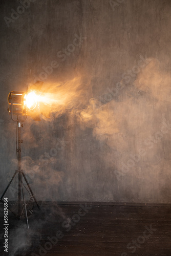 flash smoke in a dark room photo studio