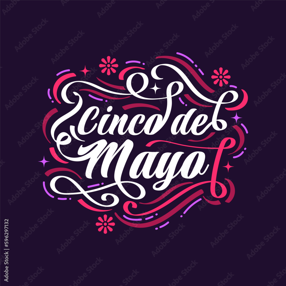 Colorful Cinco de Mayo Lettering. Can be Used for Banner, Poster, and Greeting Card