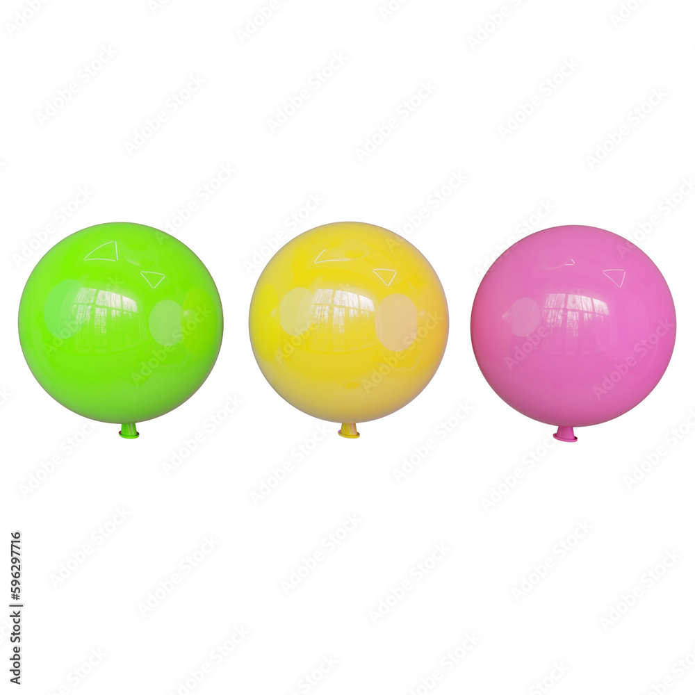 set of balloons 3d render