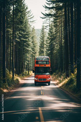 Road adventures on a camper, an exotic kind of outdoor recreation. Generative AI.