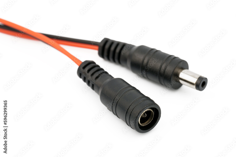 dc power cable. DC adapter plug isolated on white. dc power cable. DC adapter plug isolated on white.