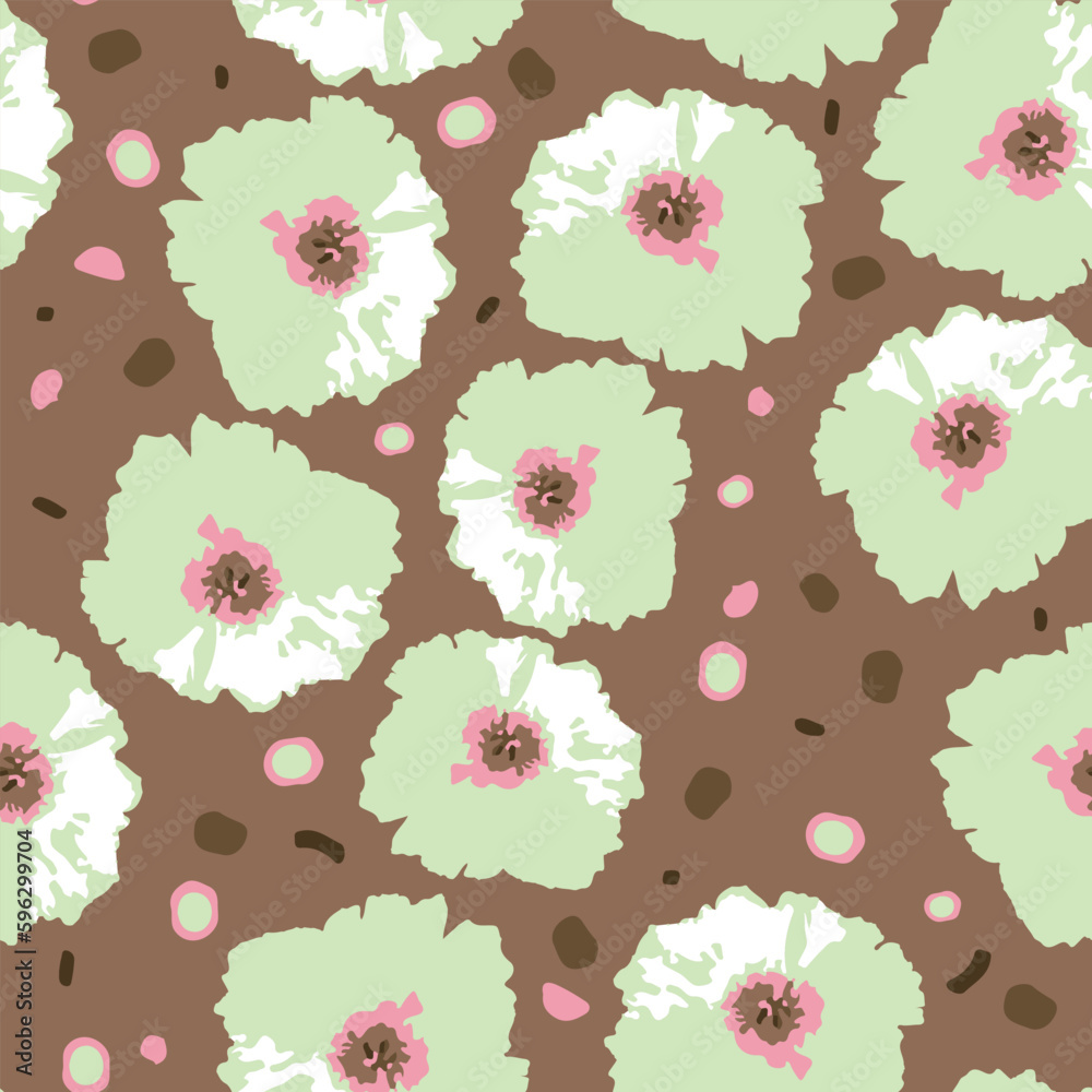 green seamless doodle pattern background drawn by hand draw