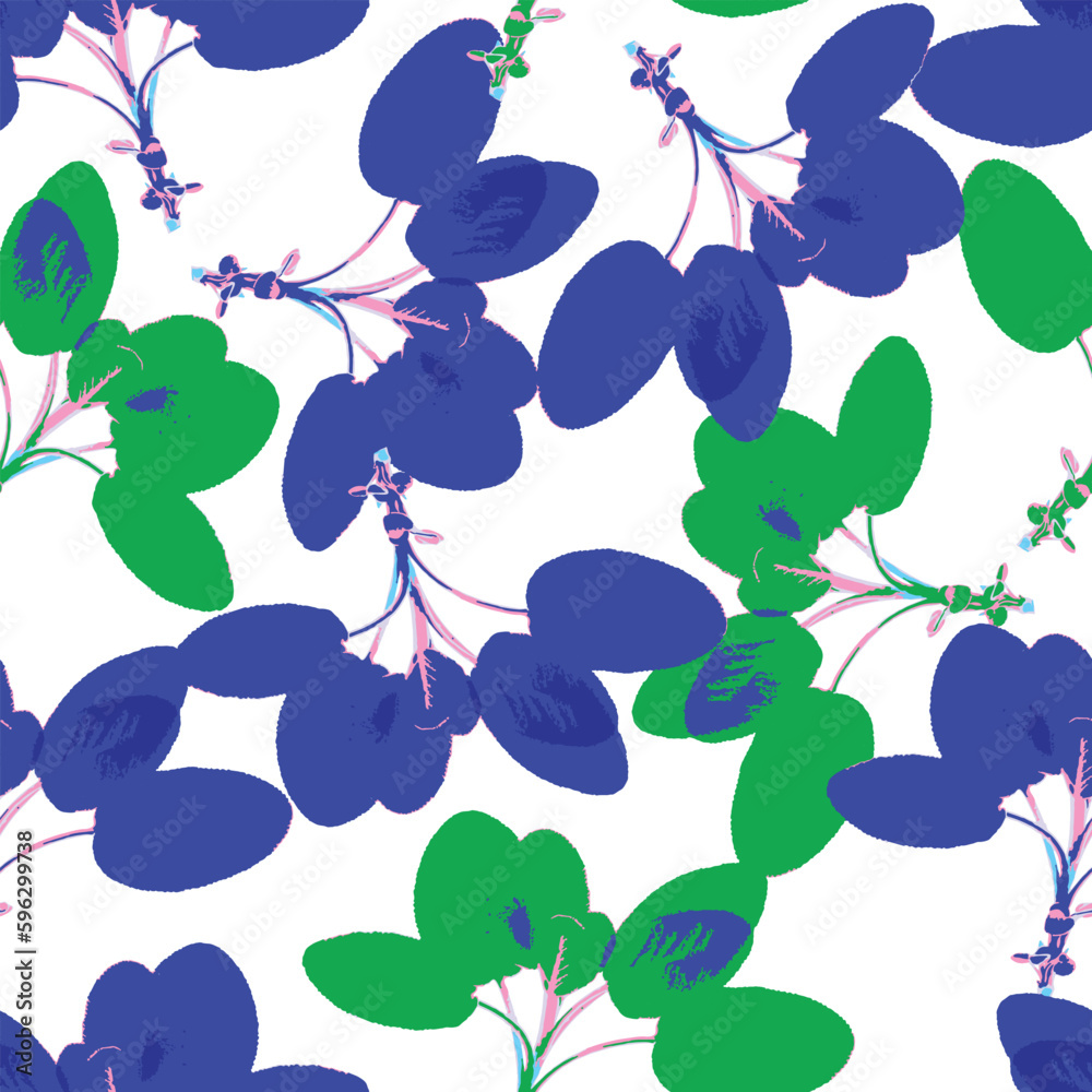 seamless abstract multicolour leaves branch pattern on white background for fashion fabric