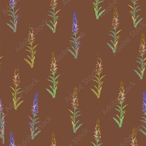 Obraz na płótnie seamless hand drawn backyard flower tree pattern background w salonie