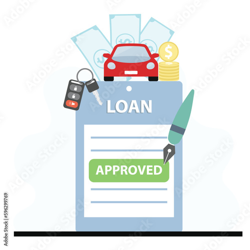 Approved car loan application form vector illustration