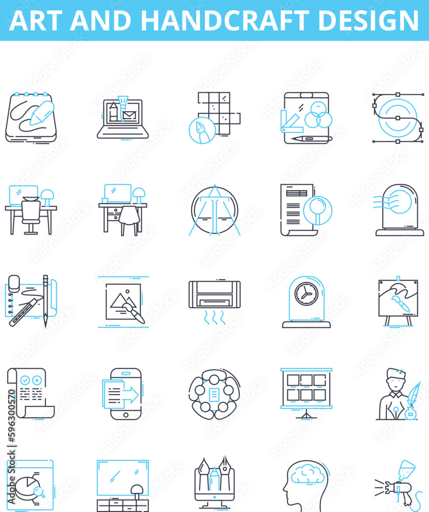 Art and handcraft design vector line icons set. Inspiration, Creativity, Design, Sketch, Draft, Color, Texture illustration outline concept symbols and signs Art and handcraft design vector line icons set. Inspiration, Creativity, Design, Sketch, Draft, Color, Texture illustration outline concept symbols and signs