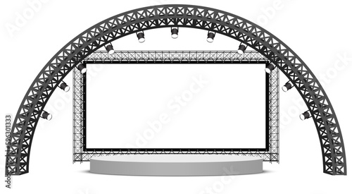 white stage and speaker with spotlight on the truss system on the white background	