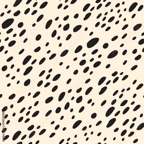 Black Spots. Decorative seamless pattern. Repeating background. Tileable wallpaper print.