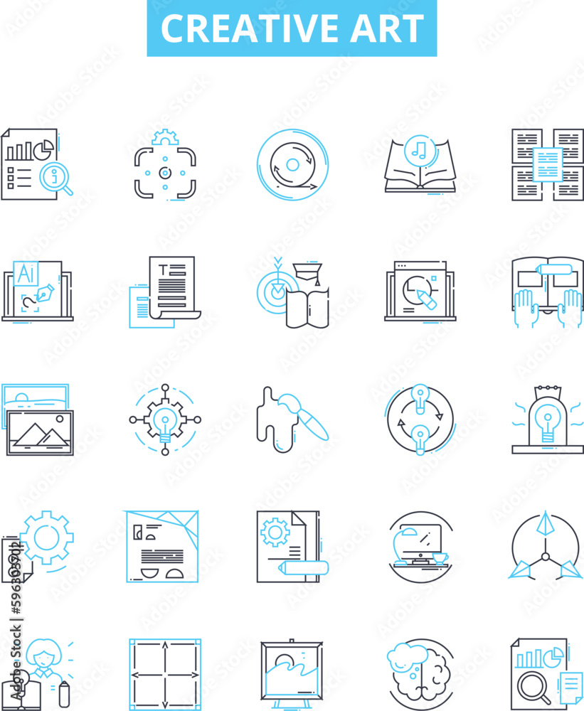 Creative art vector line icons set. Creativity, Art, Painting, Drawing, Sketching, Graphic, Design illustration outline concept symbols and signs Creative art vector line icons set. Creativity, Art, Painting, Drawing, Sketching, Graphic, Design illustration outline concept symbols and signs