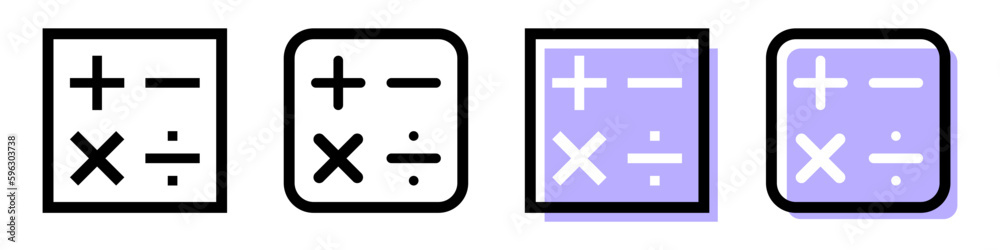 Modern calculator icons set for mobile apps and design. Finances conceps. Vector isolated on white background. Modern calculator icons set for mobile apps and design. Finances conceps. Vector isolated on white background.