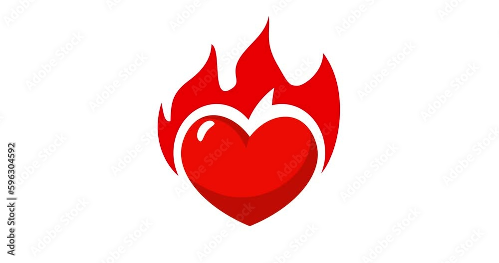 Heart icon cartoon. Animation of burning heart icon. Love symbol in red. Love icon on white background. Animation, cartoon, illustration, vector. Heart icon cartoon. Animation of burning heart icon. Love symbol in red. Love icon on white background. Animation, cartoon, illustration, vector.