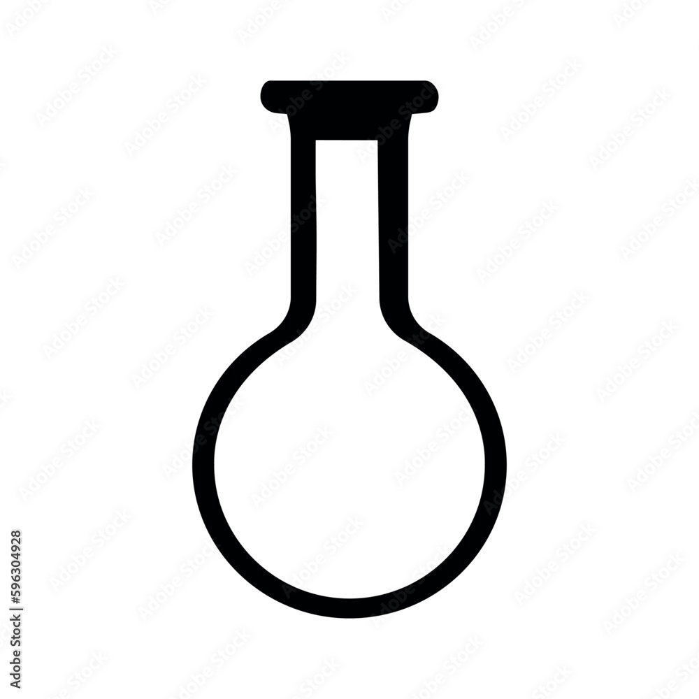 Empty laboratory round bottom flask vector icon. Laboratory flask icon. Empty glass flask vector illustration