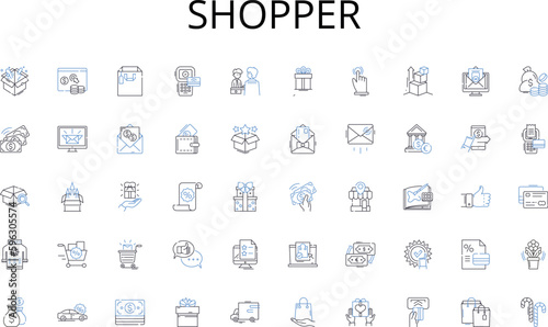 Shopper line icons collection. Sharing, Bartering, Borrowing, Renting, Swapping, Trading, Co-creation vector and linear illustration. Co-owning,Co-housing,Crowdfunding outline signs set