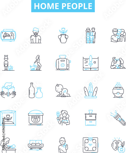 Home people vector line icons set. Homeowners, Dwellers, Residents, Housers, Occupiers, Inhabitants, Occupants illustration outline concept symbols and signs
