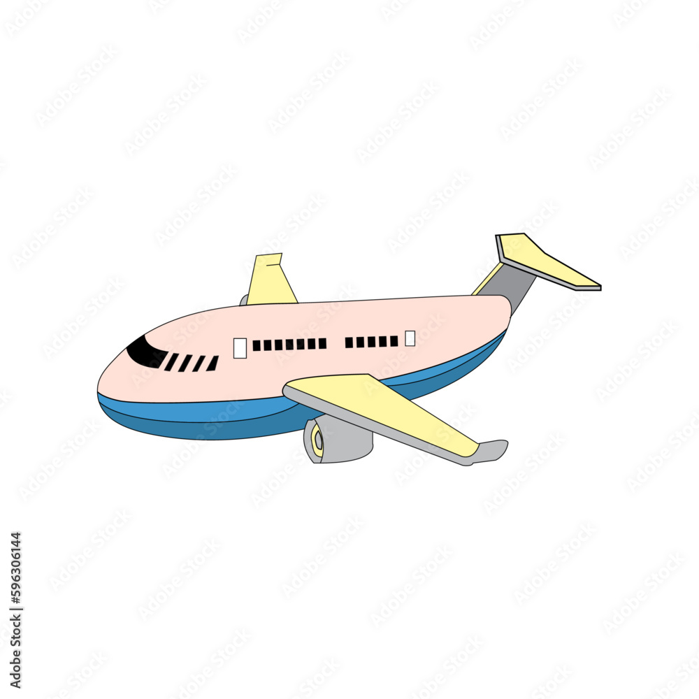  Flying airplane vector icon illustrations. colorful airplane landing mood isolated on white background.