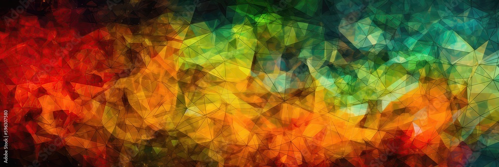 Orange Green Yellow An Image Of A Colorful, Crystalline Structure Background. Generative AI