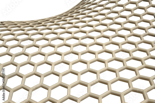 Net. Hexagonal  rhombus  honeycomb 3D illustration