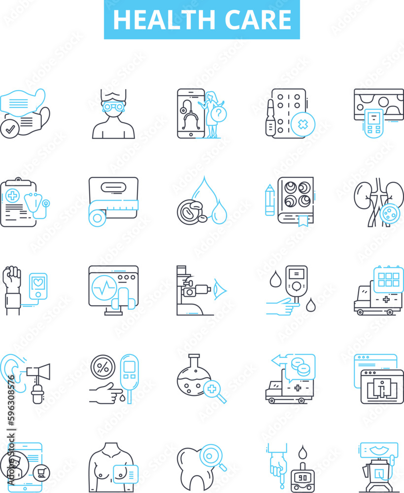 Health care vector line icons set. Medicine, Wellness, Health, Treatment, Nursing, Healthcare, Diagnosis illustration outline concept symbols and signs Health care vector line icons set. Medicine, Wellness, Health, Treatment, Nursing, Healthcare, Diagnosis illustration outline concept symbols and signs