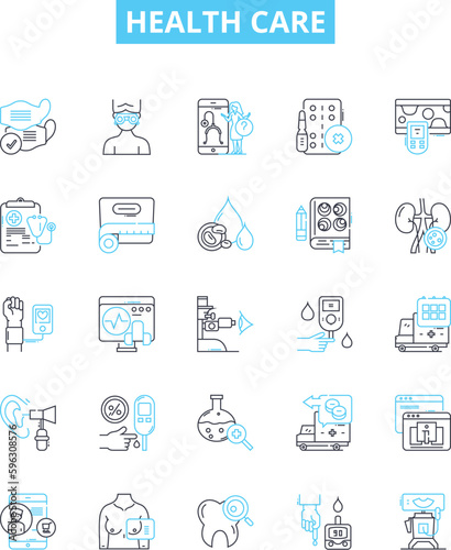 Health care vector line icons set. Medicine, Wellness, Health, Treatment, Nursing, Healthcare, Diagnosis illustration outline concept symbols and signs