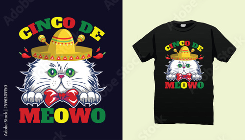 Cinco de mayo best cat tshirt design  vector