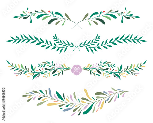 Wallpaper Mural Flower and leaf wreath frame. Botanical garland, border decoration. Wildflower and herbs branch vector illustration. Great for wedding invitation, greeting car, graphic element. Torontodigital.ca