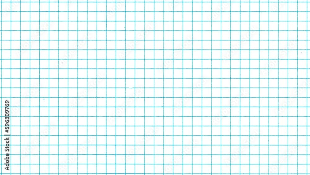 Exercise book grid bigger natural scan shakong blue on white. Crazy doodle grunge pulsing stop motion blank background good for titles, intro, school, background, etc...