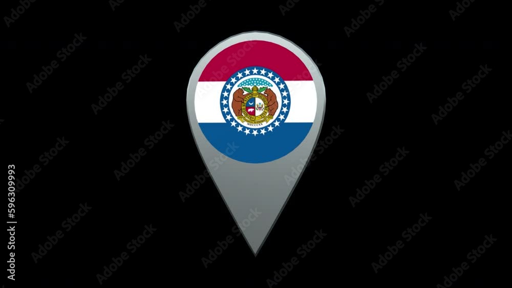 Missouri State Flag Location Map Marker Pin With Alpha Channel Looped Missouri State Flag Location Map Marker Pin With Alpha Channel Looped