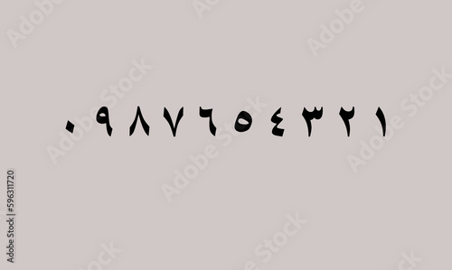 Arabic numbers white background and black fonts