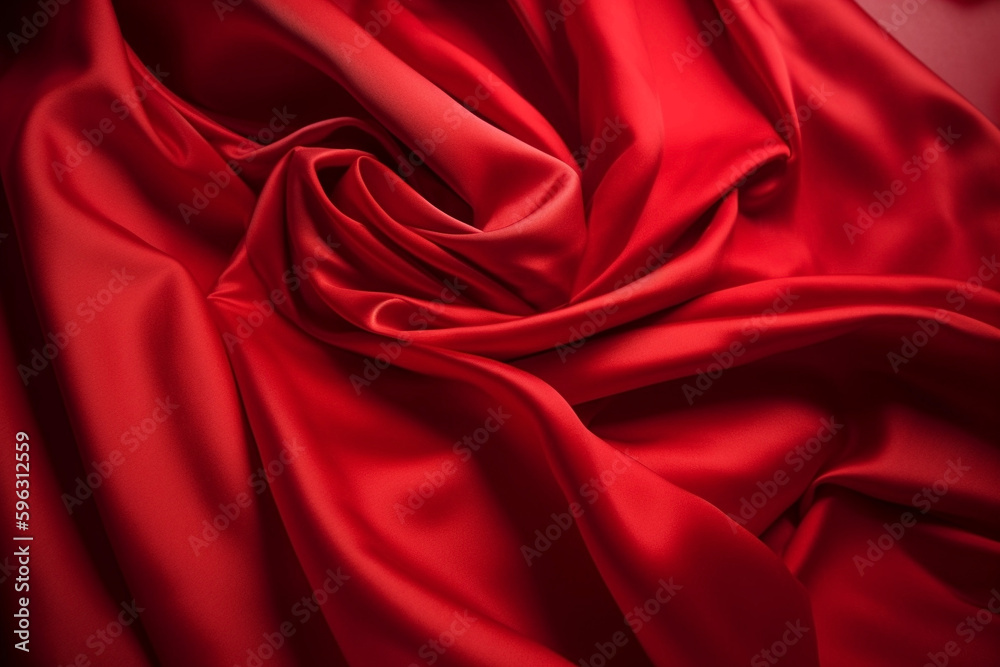 Fototapeta premium red satin background with strong folds and curves. Background
