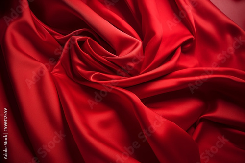 red satin background with strong folds and curves. Background