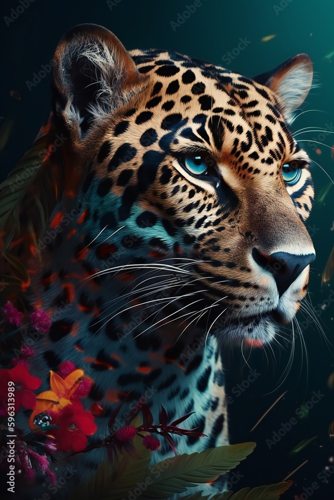 AI generated close up portrait of a leopard AI generated close up portrait of a leopard