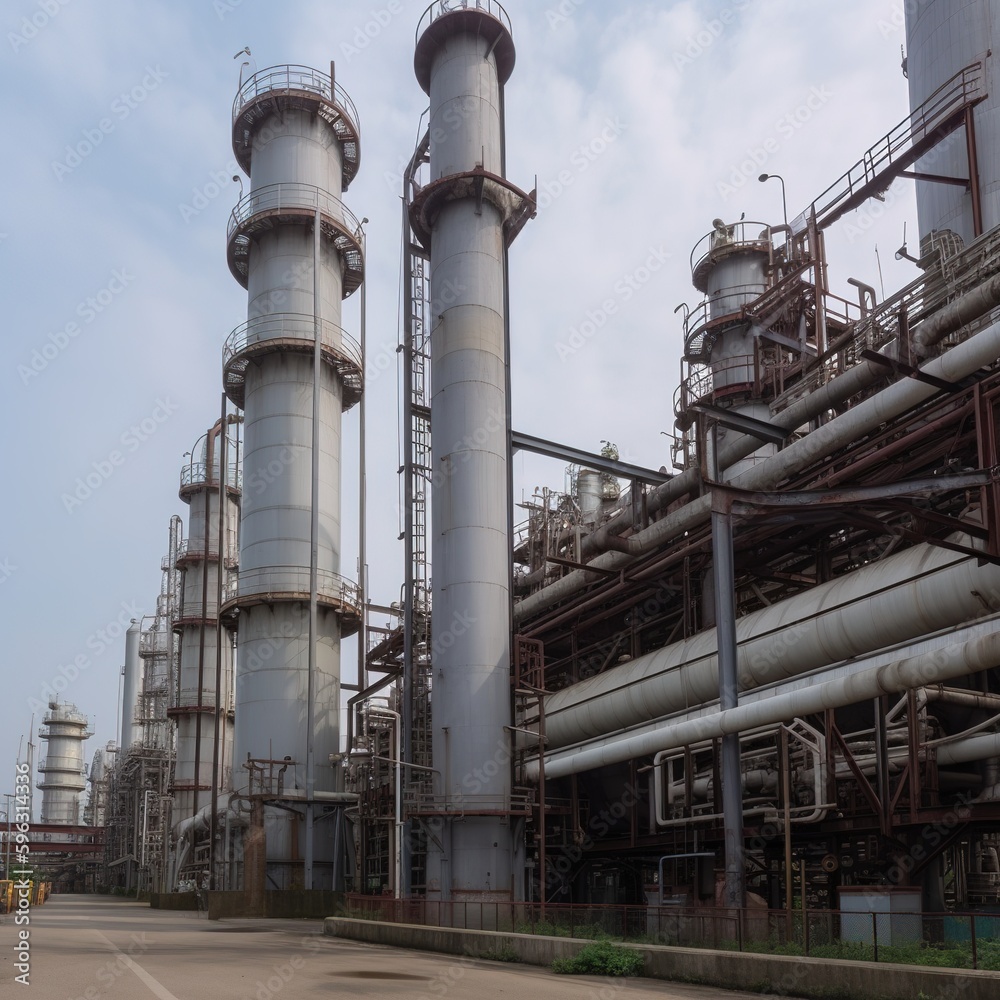 Exterior tube of petrochemical plant and oil refinery. Generative AI Exterior tube of petrochemical plant and oil refinery. Generative AI