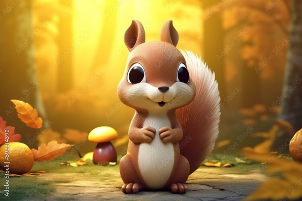 秋の森の中のかわいいリス Generative AI 秋の森の中のかわいいリス Generative AI