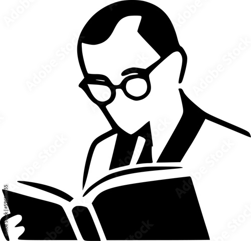 Book Lover - Minimalist and Flat Logo - Vector illustration