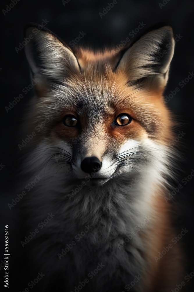 AI generated portrait picture of a red fox AI generated portrait picture of a red fox