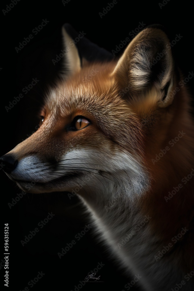 AI generated portrait picture of a red fox AI generated portrait picture of a red fox