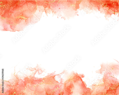 Liquid marble, with lines and brush marks. Peach color marble alcohol painting effect.  Illustration background, watercolor wedding invitation